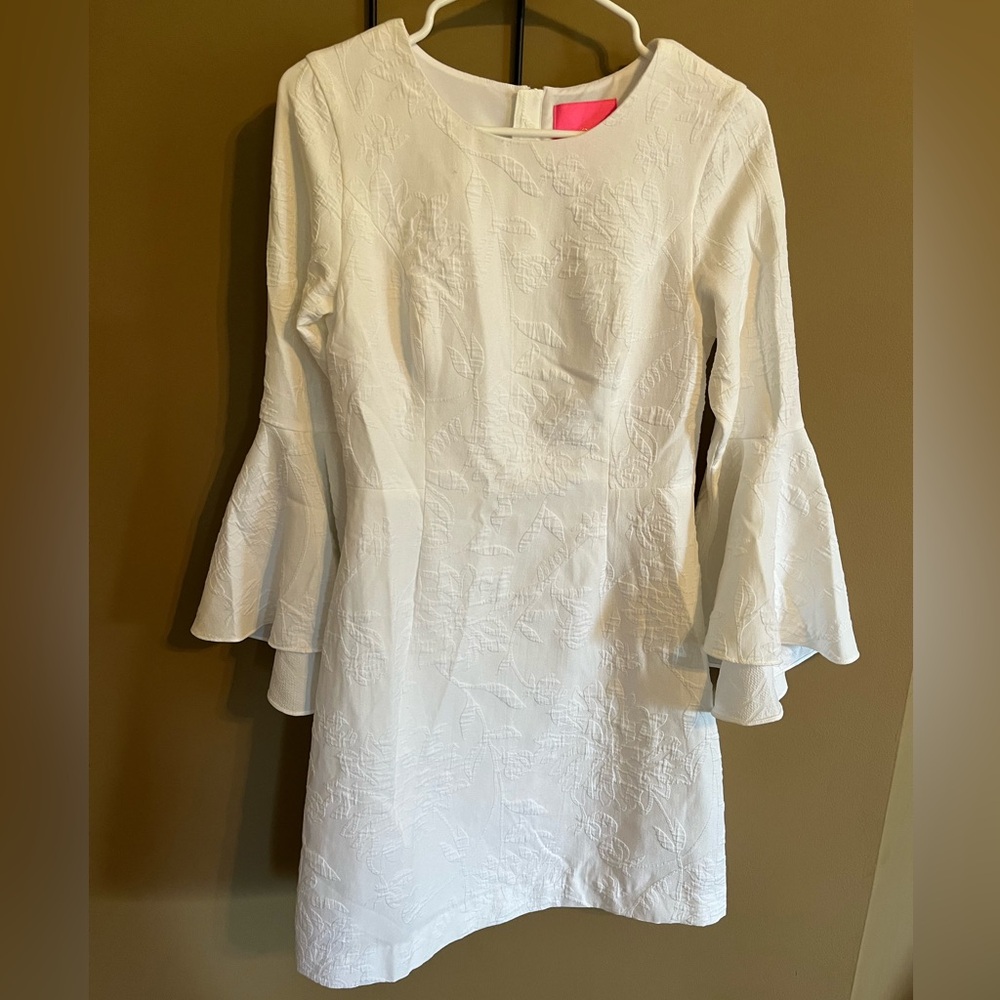 Lilly Pulitzer Kayla Stretch Dress Round Neck Three-quarter Bell Sleeves